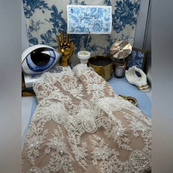 🆕 BRONX & BANCO 🧿 NWOT Maraya Blanc Lace Mini Dress, Sz XS US 2 - Picture 12 of 15